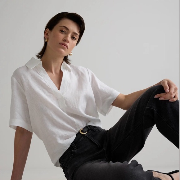 Quince Bella Stretch Relaxed Straight Jeans in Charcoal Black 26/30 - Picture 4 of 7